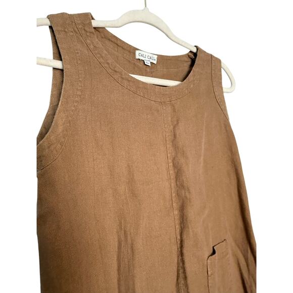 Cali Cali sleeveless tan linen dress - Picture 6 of 8